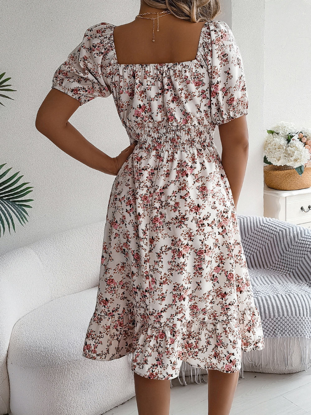ELISA™ - VESTIDO MIDI CON ESTAMPADO FLORAL