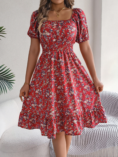 ELISA™ - VESTIDO MIDI CON ESTAMPADO FLORAL